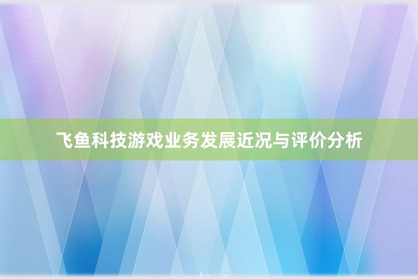 飞鱼科技游戏业务发展近况与评价分析